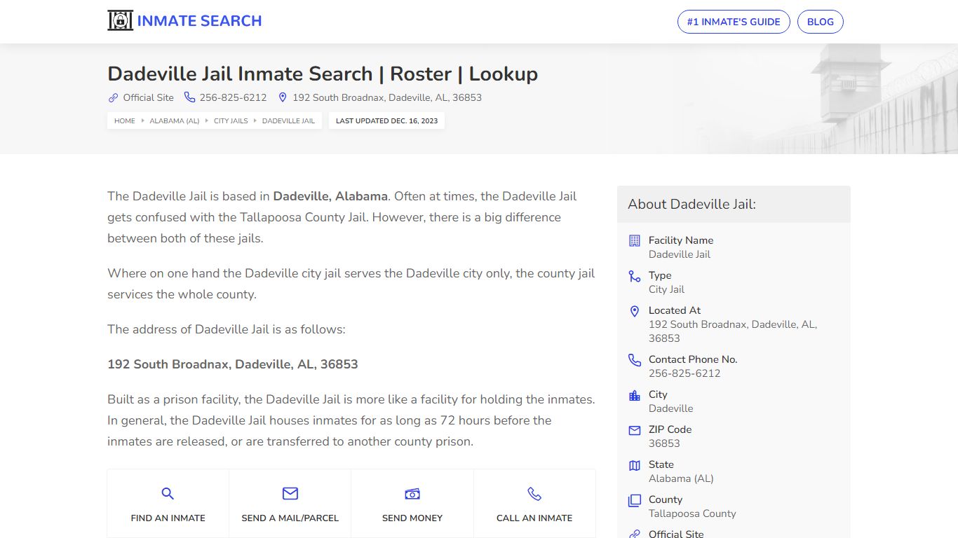 Dadeville Jail Inmate Search | Roster | Lookup